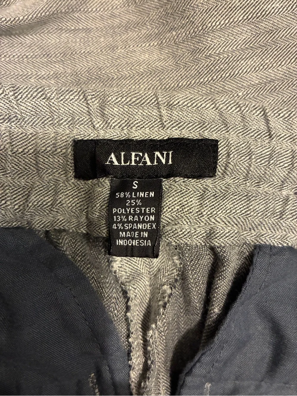 ALFANI Gray Linen-Blend Pants/Trousers Lightweight Drawstring